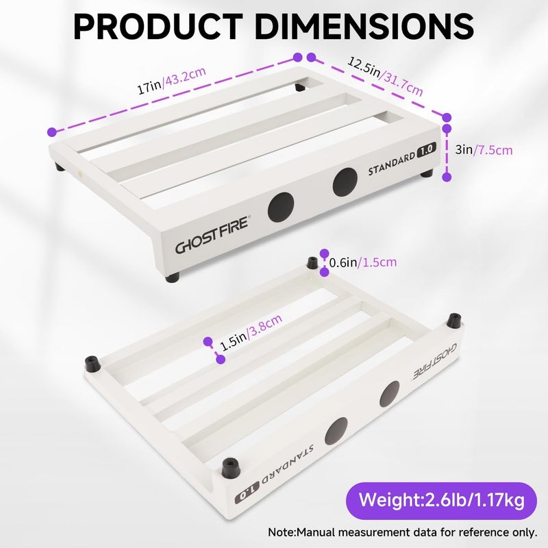 GHOSTFIRE Ghost Fire Limited Edition Guitar Pedal Board Aluminum Alloy 2.6lb Effect Pedalboard 17"x12.5"x3 "with Carry Bag,New V series (V-STANDARD 1.0 SILVERY) - Image 2